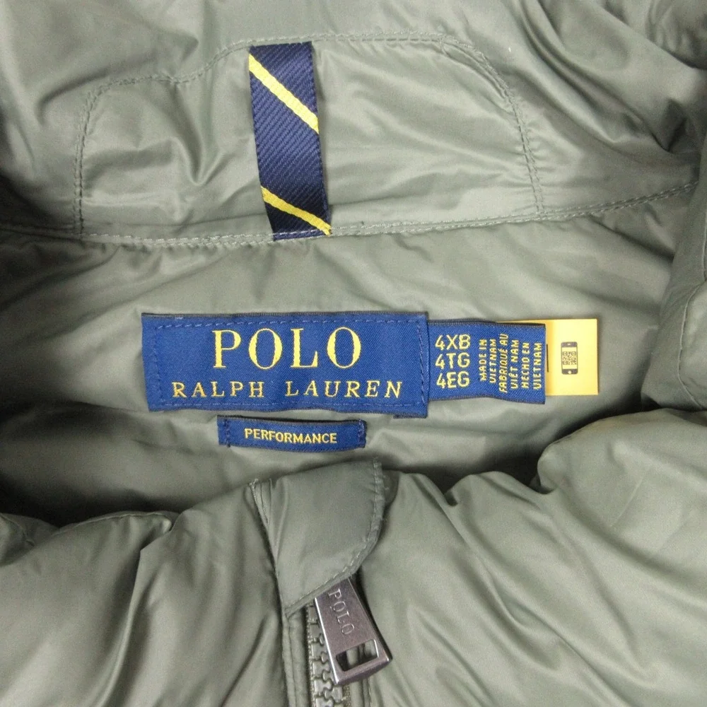 Polo Ralph Lauren Jacket Mens 4XB Green Solid‎ Colden Packable Vest Puffer Pony
